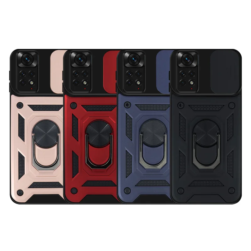 Capa Apokin para Xiaomi Redmi Note 11 4G com Anel Íman e Cobertura de Câmara Deslizante Preto - Imagem 1