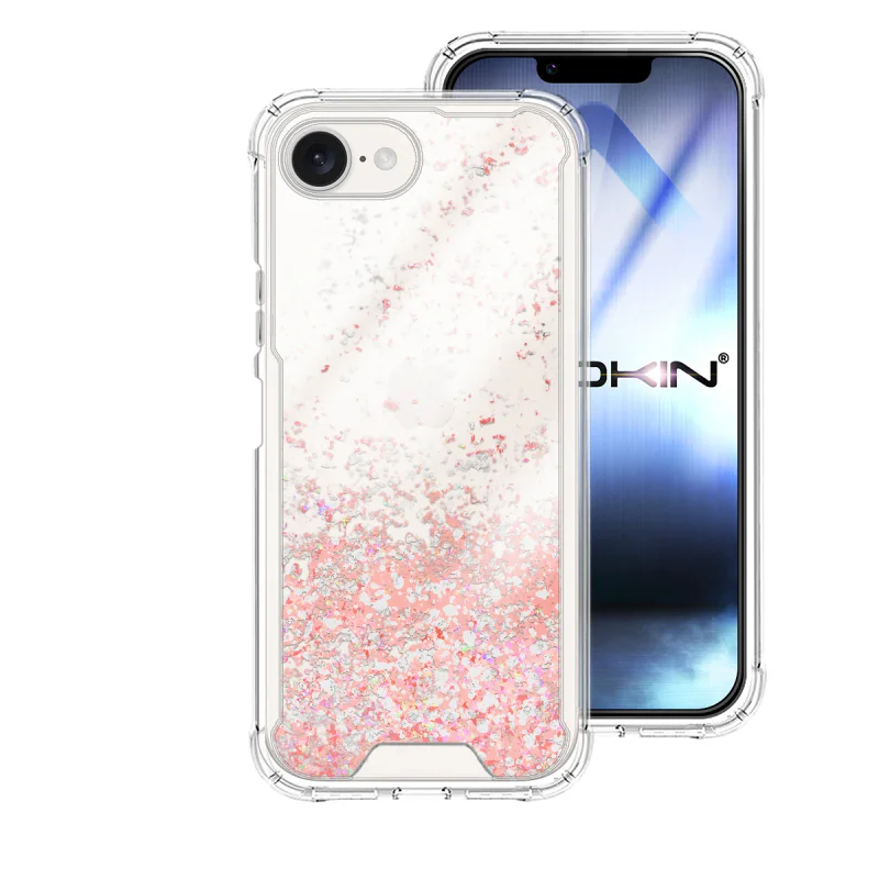 Capa Apokin para iPhone 16e / 17e Gel Transparente com Purpurina Rosa - Imagem 3