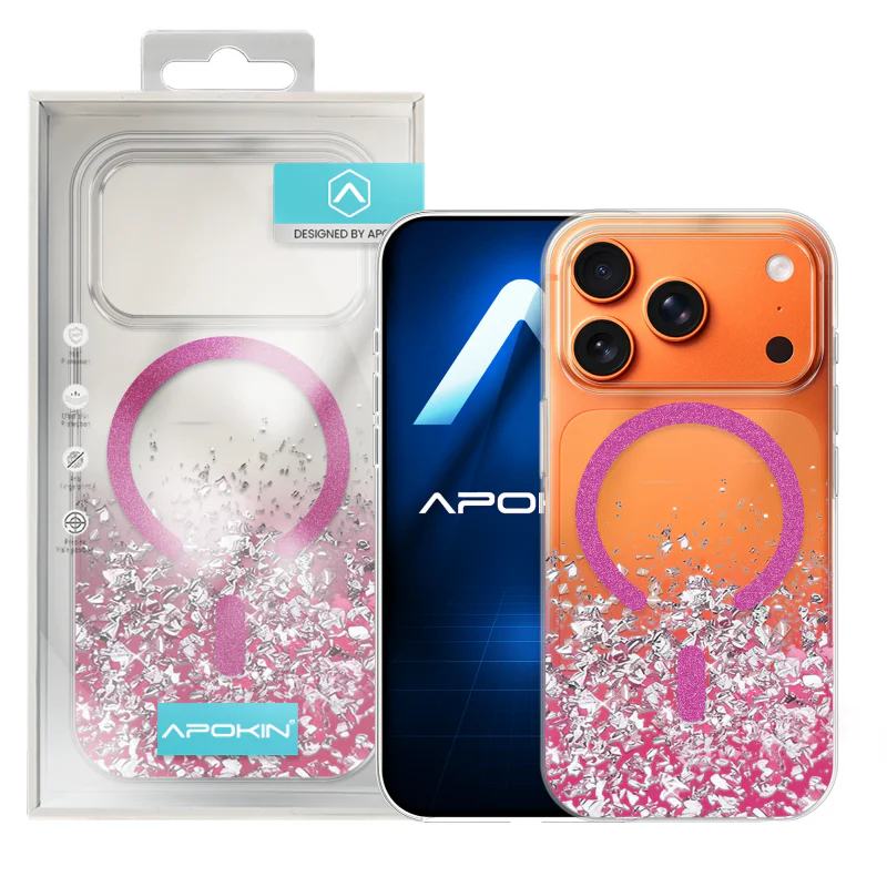 Capa Apokin para iPhone 17 Pro e 18 Pro com Purpurina e MagSafe Laranja - Imagem 3