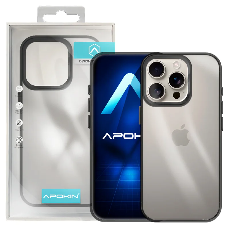 Capa Acrílica Apokin Transparente para iPhone 17 Pro Preto - Imagem 2