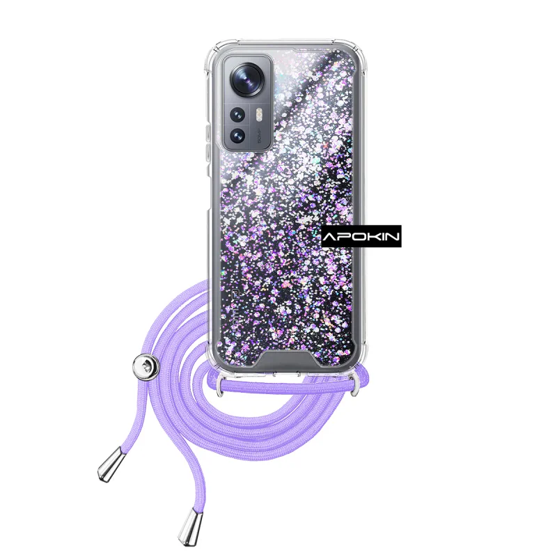 Capa Apokin para Xiaomi 12 em Gel Transparente com Cordão Lilás - Imagem 2