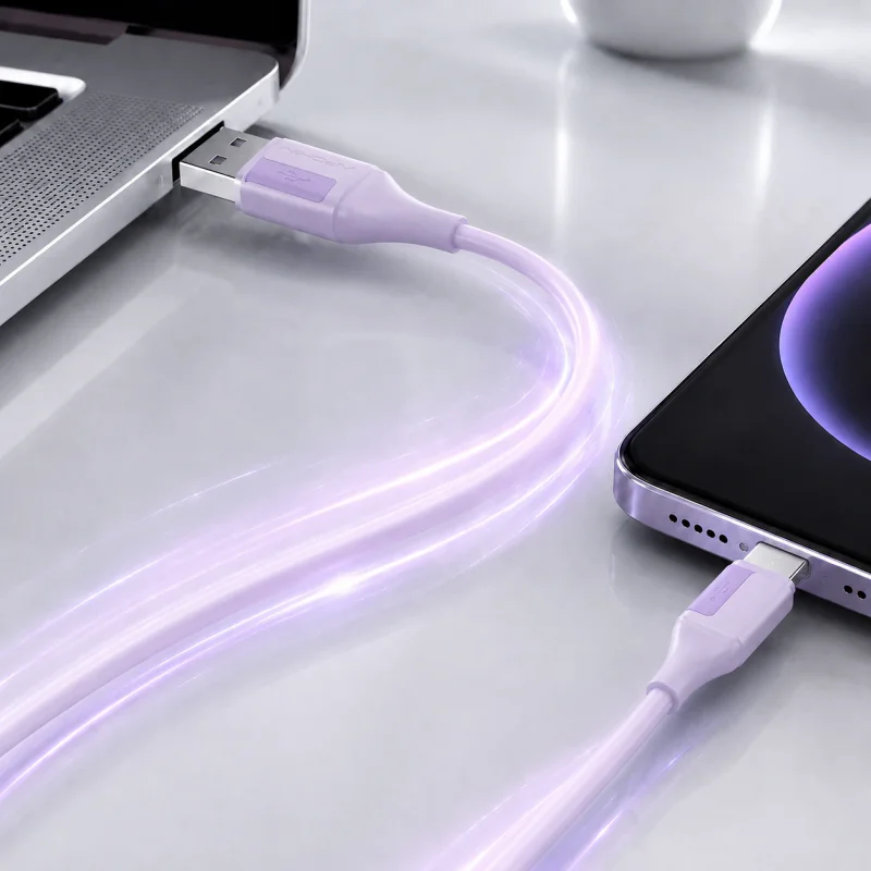 Cabo USB Apokin USB-A para USB-C 15 W 3 A 1 m Lilás - Imagem 4