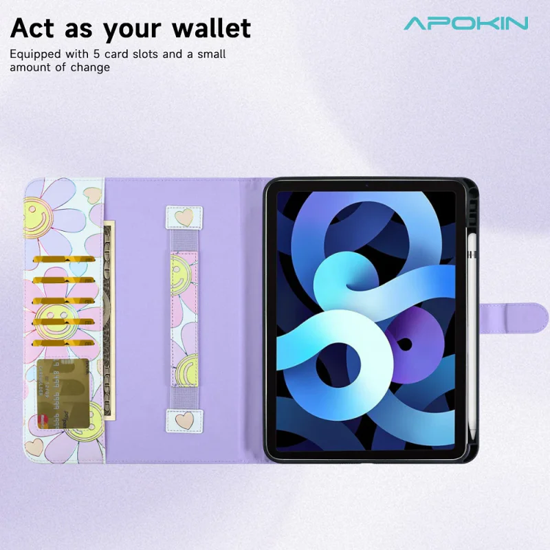 Capa Apokin para iPad Pro 13 com Suporte para Caneta Margaridas Design 3 - Imagem 4