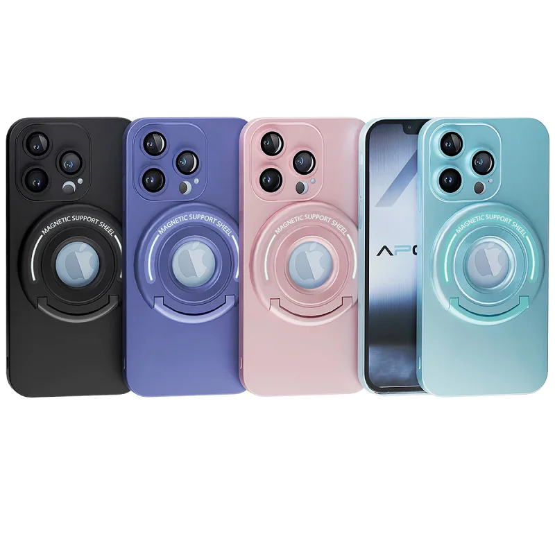 Capa Apokin Silicone Metalizada com Suporte para iPhone 13 Pro Max Variedade de cores