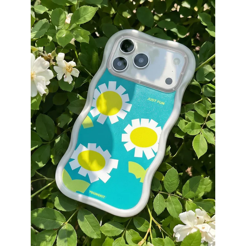 Capa Youngkit Apokin Big Wave para iPhone 17 Pro Max e 18 Pro Max Floral MagSafe Turquesa - Imagem 3