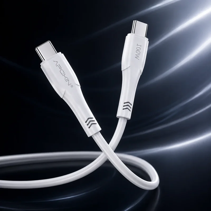 Cabo USB-C para USB-C Apokin 100 W 1 m Branco - Imagem 2