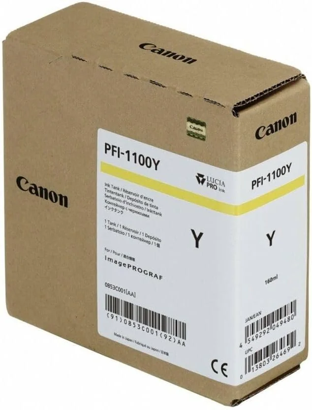 Tinteiro Canon PFI-1100Y Original Amarelo 160 ml para imagePROGRAF Pro-2000/4000/6000S