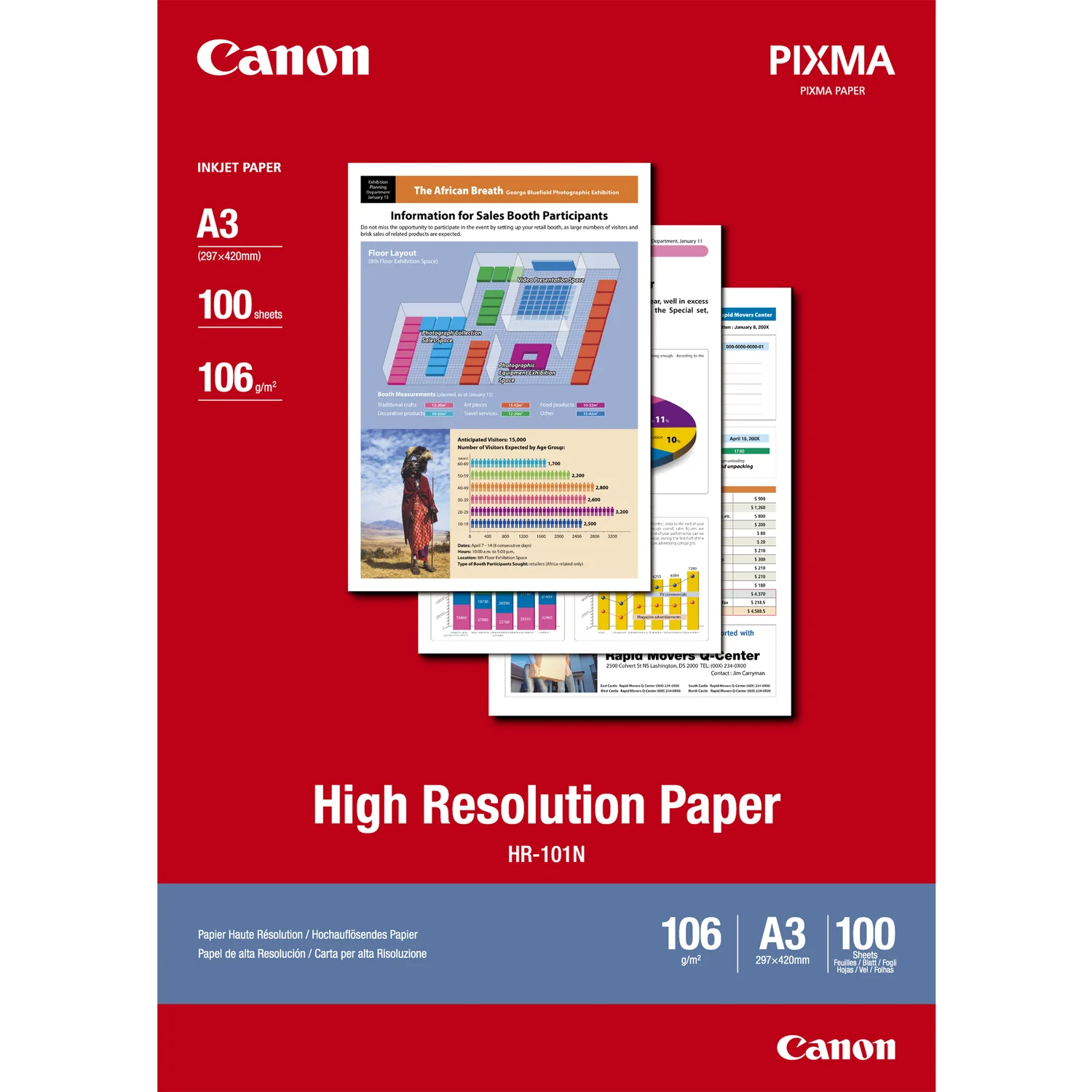 Papel de alta resolução A3 Canon HR-101 106g/m² (100 folhas)