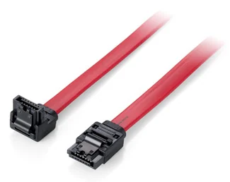 Cabo SATA III Equip vermelho de 0,5m flat com conetor angular e trinco metálico