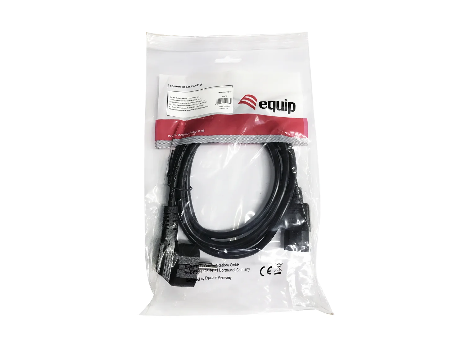 Cabo de Alimentação Equip C13 para Schuko Ângulo 90° 1.8m Preto - Imagem 5