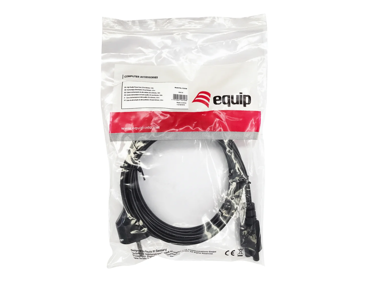 Cabo de alimentação CEE 7/7 para IEC C5 PVC 1,8m Preto Equip 112150 - Imagem 4