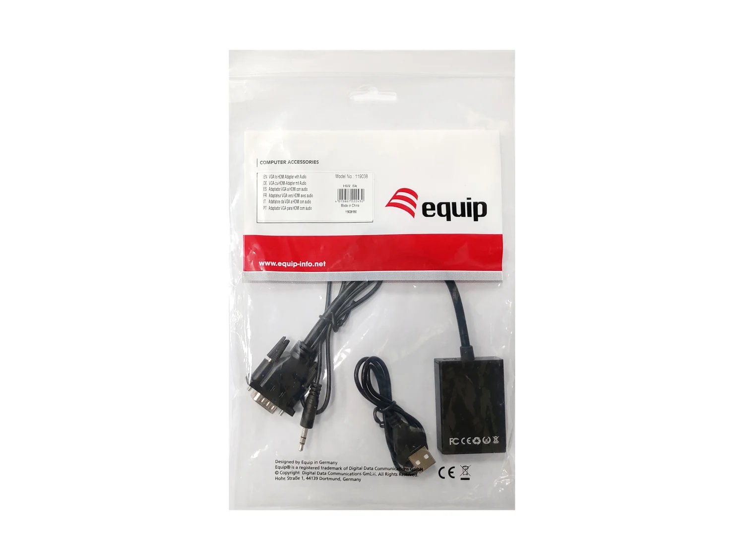 Adaptador VGA para HDMI com Áudio 3.5mm 0.2m Preto Equip 119038 - Imagem 2
