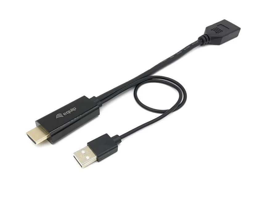Adaptador HDMI para DisplayPort Macho/Macho 4K 60Hz Alimentação USB Preto Equip - Imagem 2