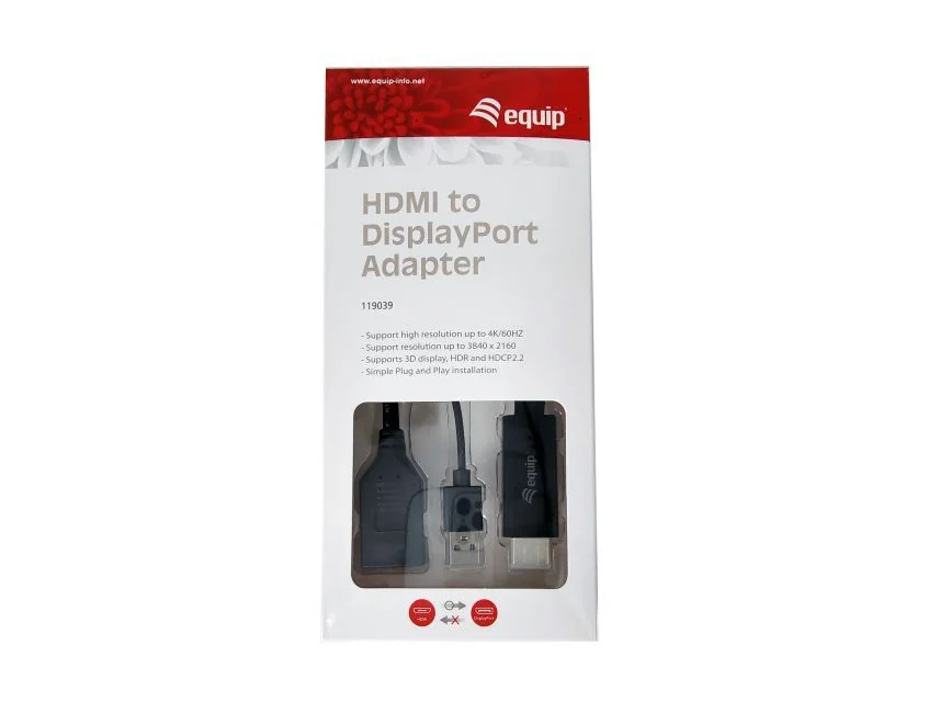 Adaptador HDMI para DisplayPort Macho/Macho 4K 60Hz Alimentação USB Preto Equip - Imagem 7