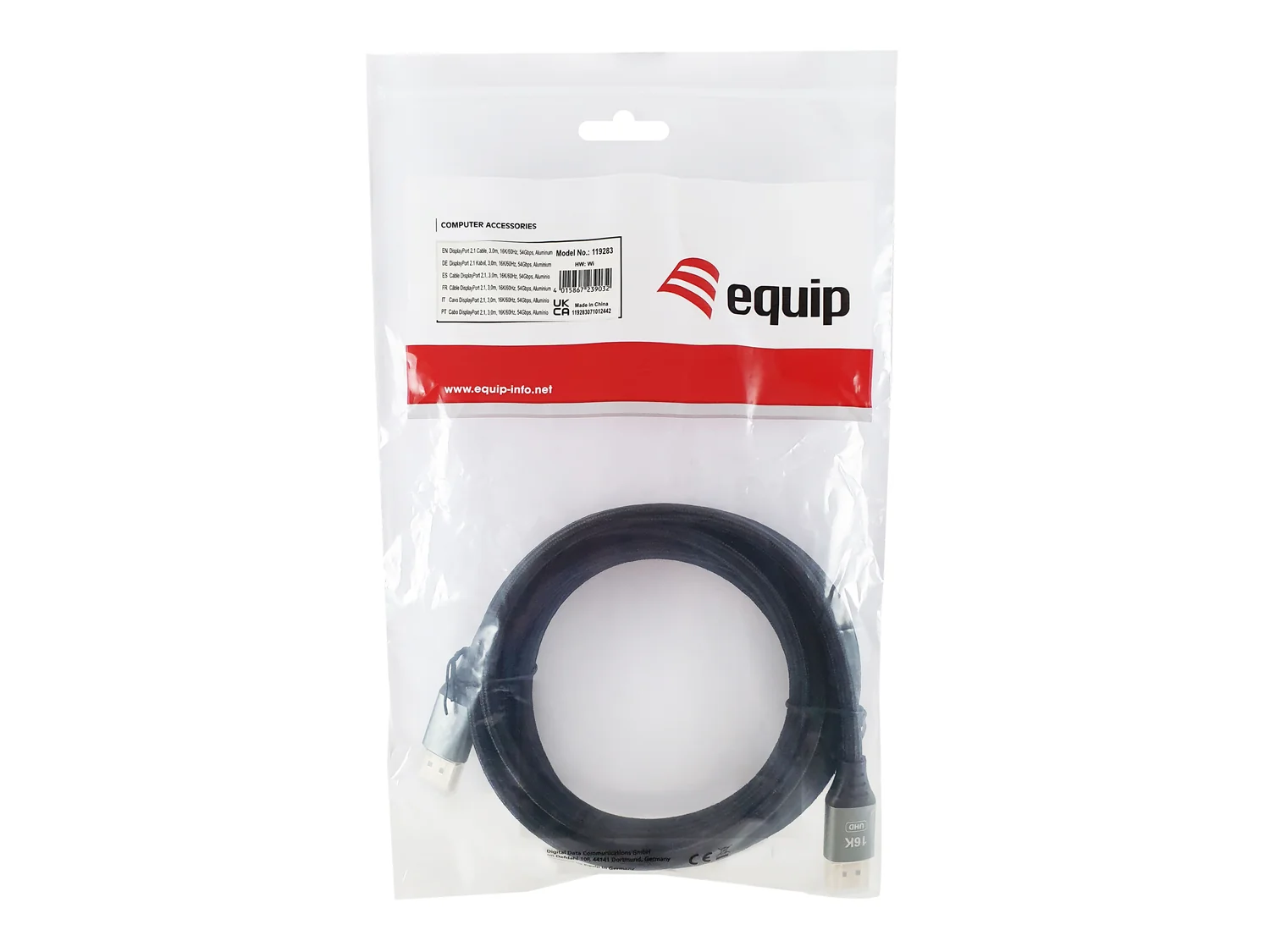 Cabo DisplayPort 2.1 Premium Equip, 3 m, 16K/60Hz, 54 Gbps, caixa alumínio - Imagem 7