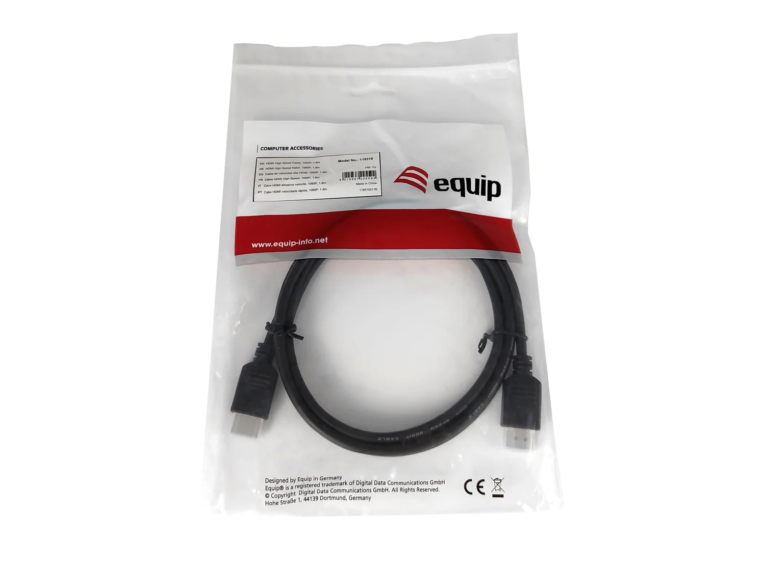 Cabo HDMI Equip 119310 High Speed 1080p 1,8m Preto - Imagem 3