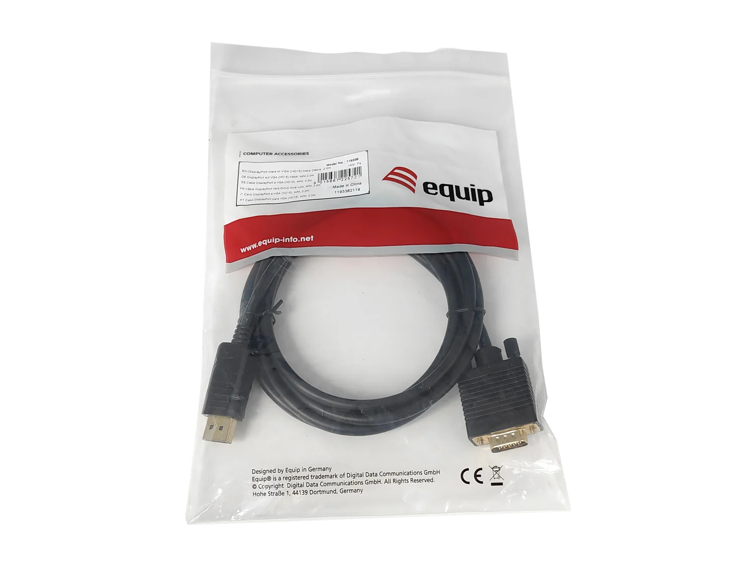 Cabo DisplayPort para VGA Equip 119338 Macho/Macho 2 m Preto - Imagem 4