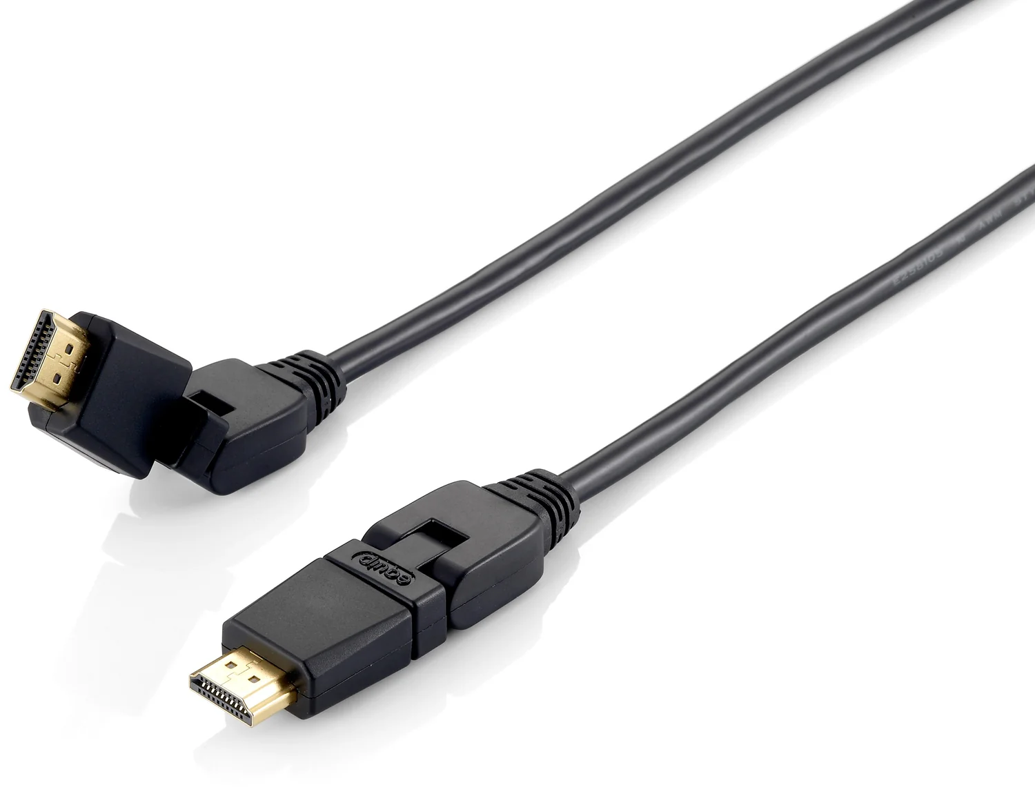 Cabo HDMI 2.0 Giratório com Ethernet 4K 30Hz Equip 5m Ficha Rotativa Preto - Imagem 1