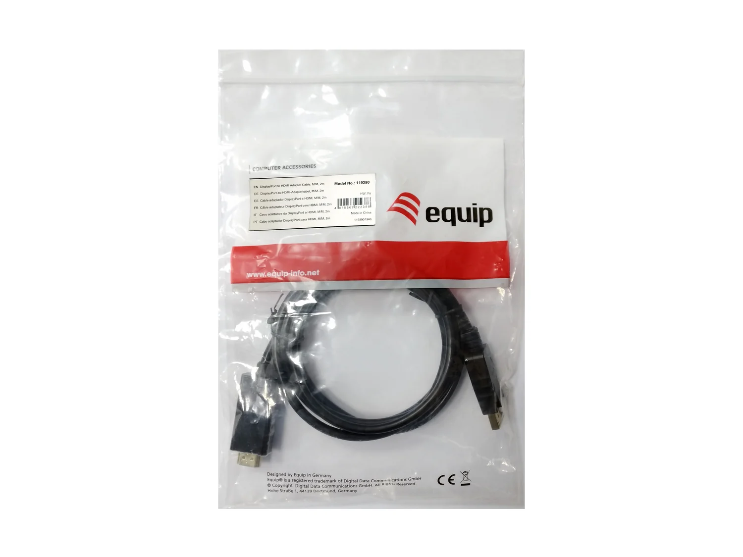 Cabo Adaptador DisplayPort para HDMI Equip 3m Macho/Macho 10.2Gbps Plug&Play Preto - Imagem 2