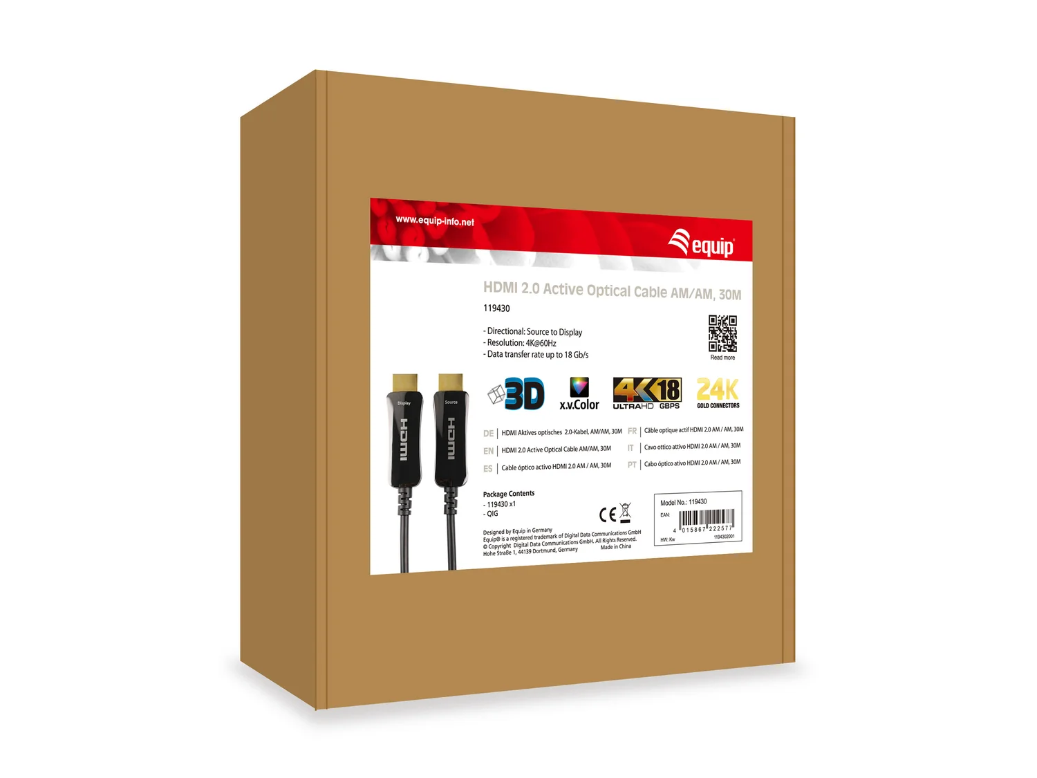 Cabo HDMI Ótico Ativo Equip 30 m HDMI 2.0 4K/60Hz AOC Macho/Macho Preto - Imagem 4