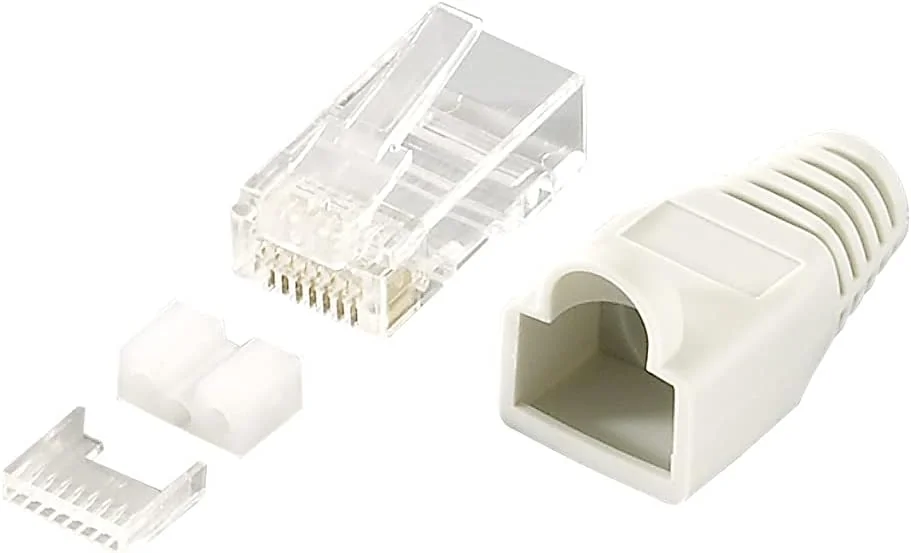 Conector RJ45 UTP Cat6 com guia de inserção e bota Pack 100 unidades Equip 121175