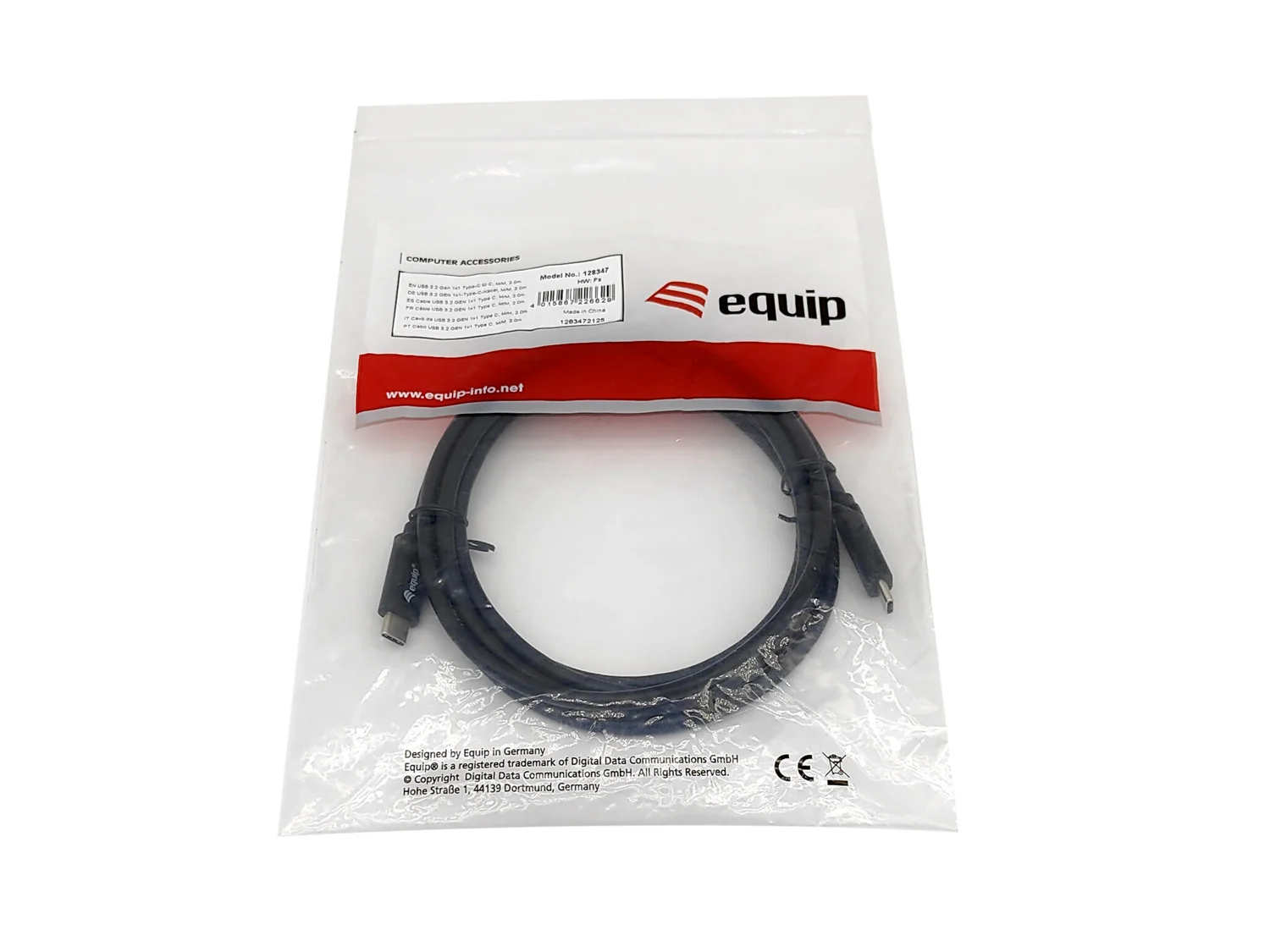 Cabo USB 3.2 Gen 1 USB-C para USB-C Equip 2,0 m PD 60 W 5 Gbps Macho/Macho, preto - Imagem 3