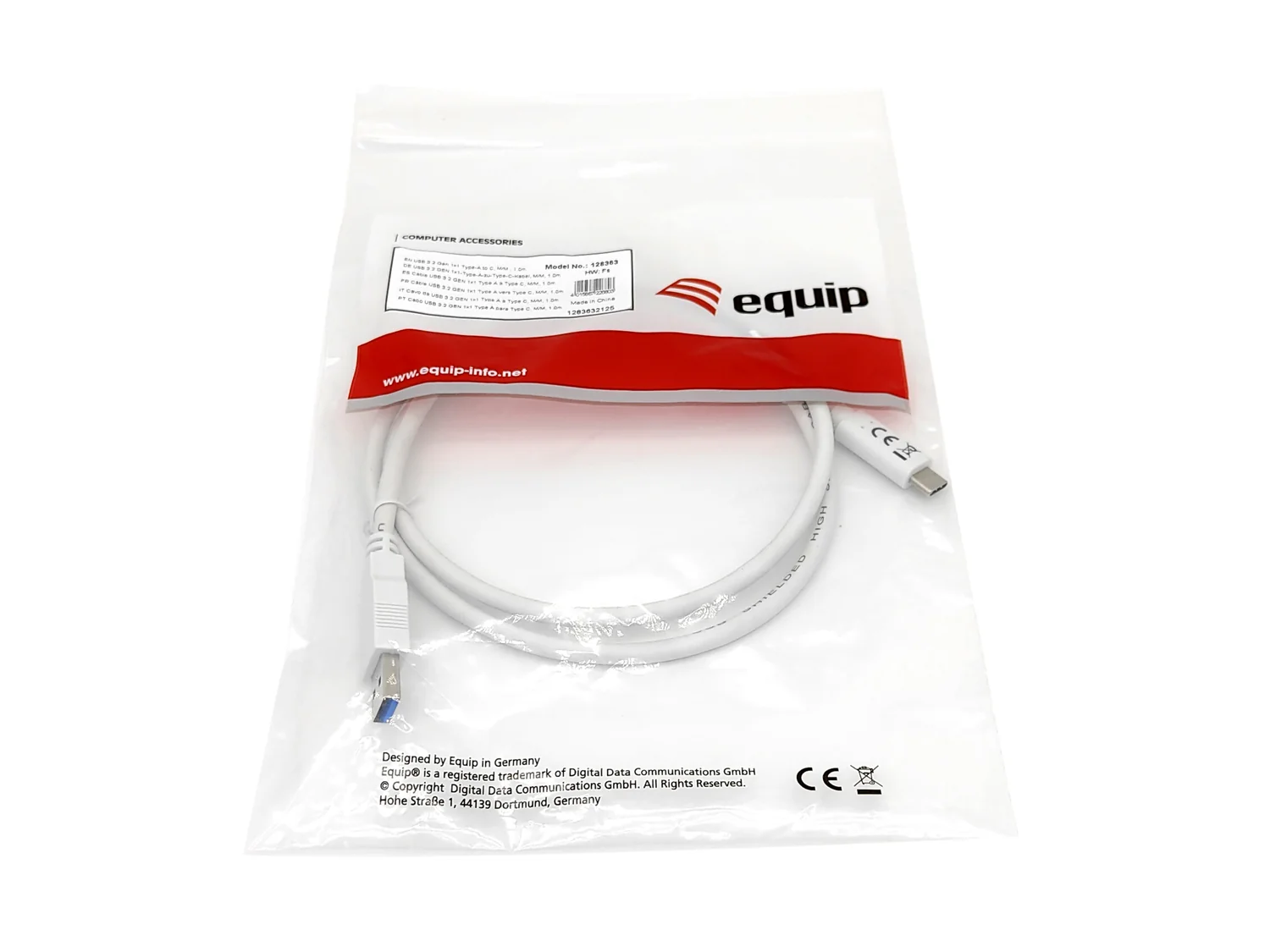 Cabo USB 3.2 Gen 1 USB-C para USB-A Equip 1,0 m 5 Gbps 3 A Macho/Macho, branco - Imagem 3