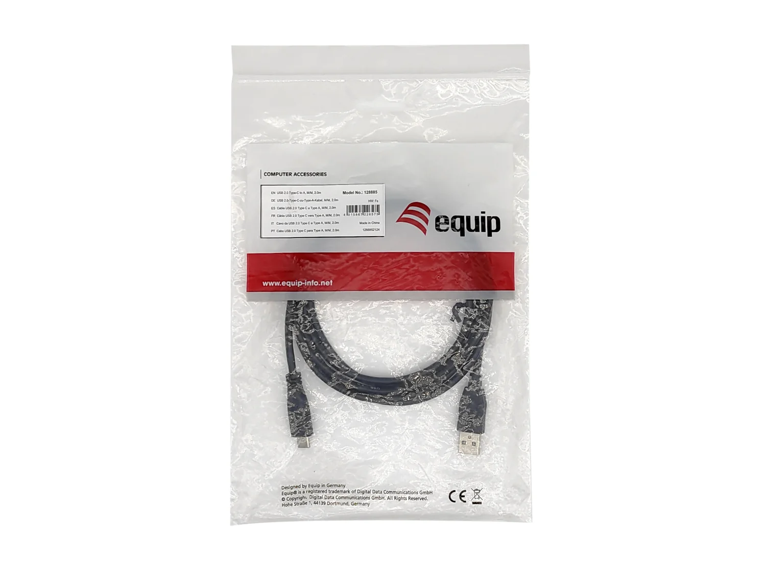 Cabo USB-C para USB-A Equip 128885 USB 2.0 480Mbps 2m Preto - Imagem 3