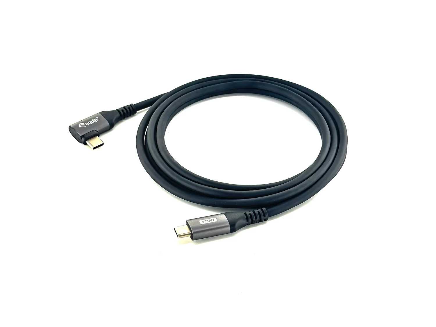 Cabo USB-C para USB-C Equip 1m angular 90° 100W PD preto - Imagem 1