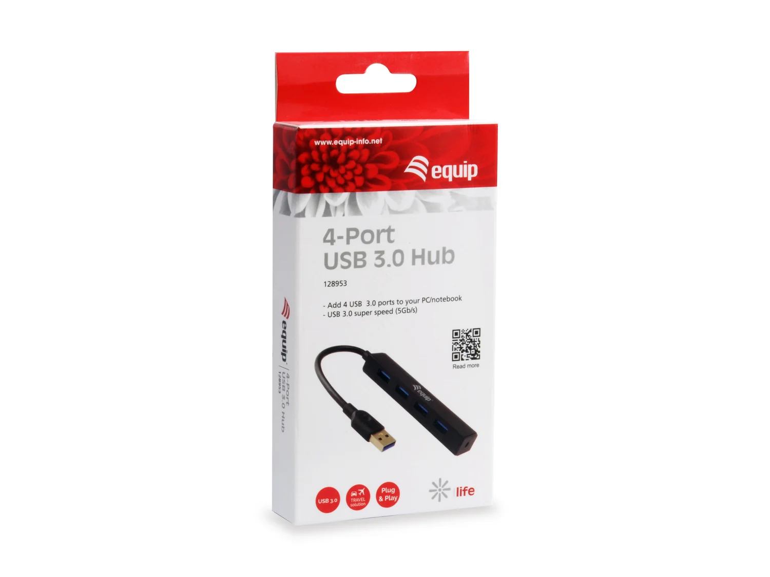 Hub USB 3.0 Equip 128953 4 Portas 5 Gbps Plug and Play Preto - Imagem 2