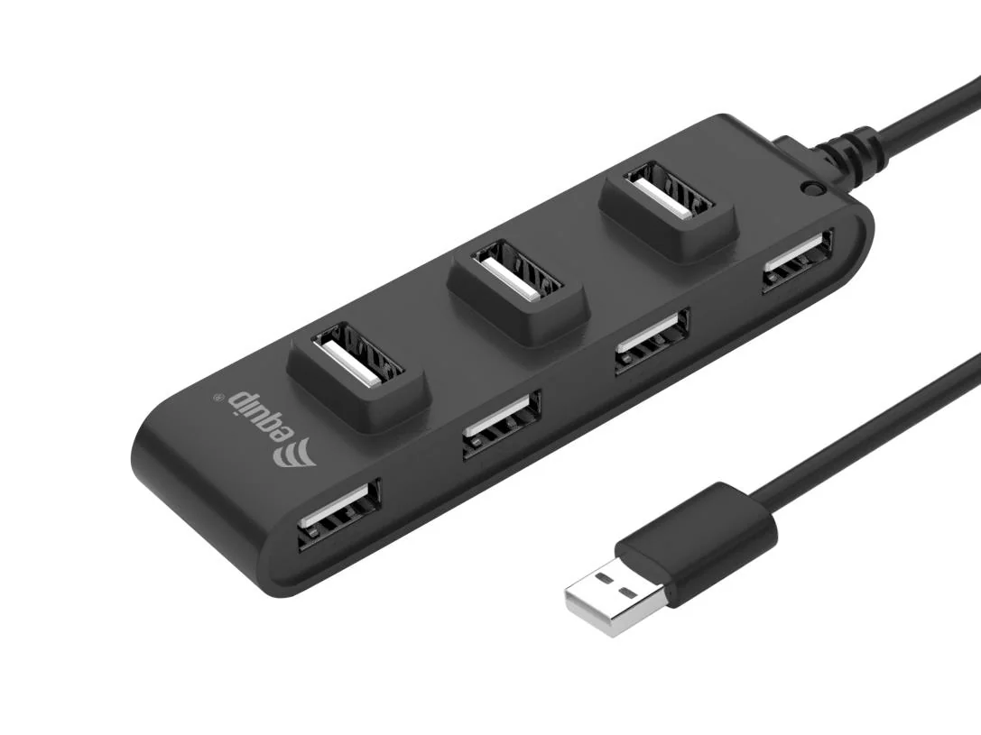 Hub USB 2.0 Equip 7 portas com alimentação externa preto - Imagem 1