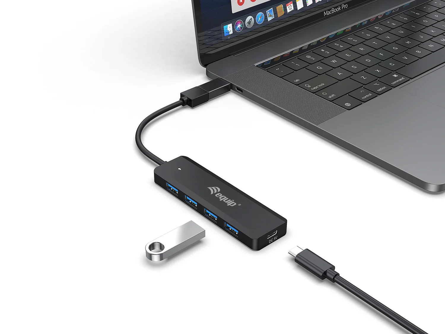 Hub USB 3.0 Equip 4 Portas com Adaptador USB-C Incluído - Imagem 3