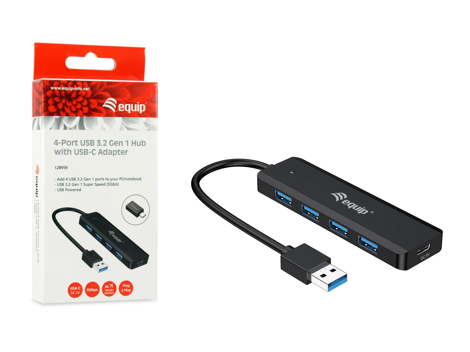 Hub USB 3.0 Equip 4 Portas com Adaptador USB-C Incluído - Imagem 7