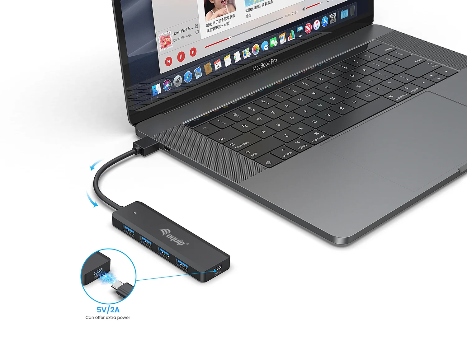 Hub USB 3.0 Equip 4 Portas com Adaptador USB-C Incluído - Imagem 4