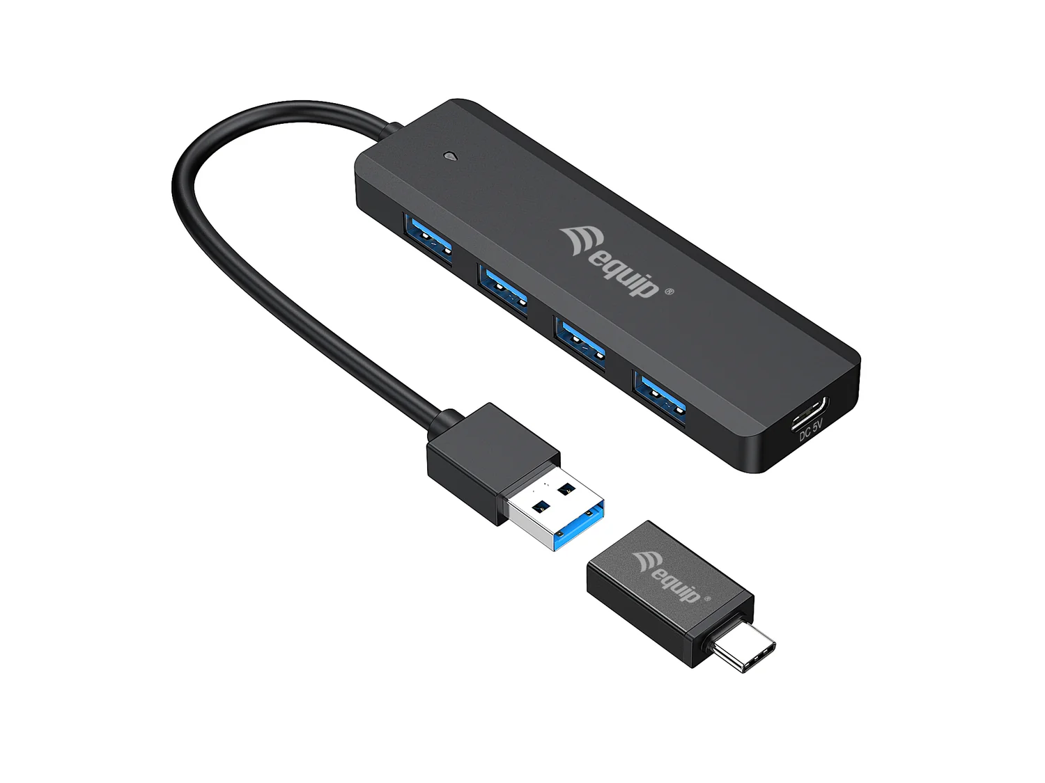 Hub USB 3.0 Equip 4 Portas com Adaptador USB-C Incluído - Imagem 2
