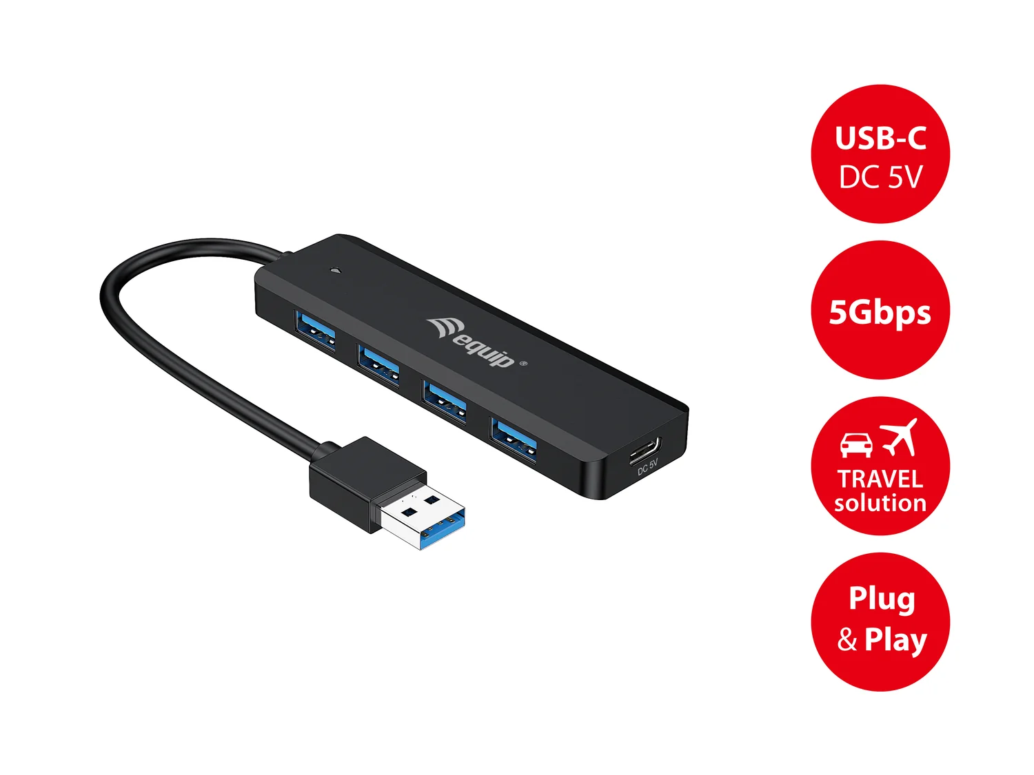 Hub USB 3.0 Equip 4 Portas com Adaptador USB-C Incluído - Imagem 6