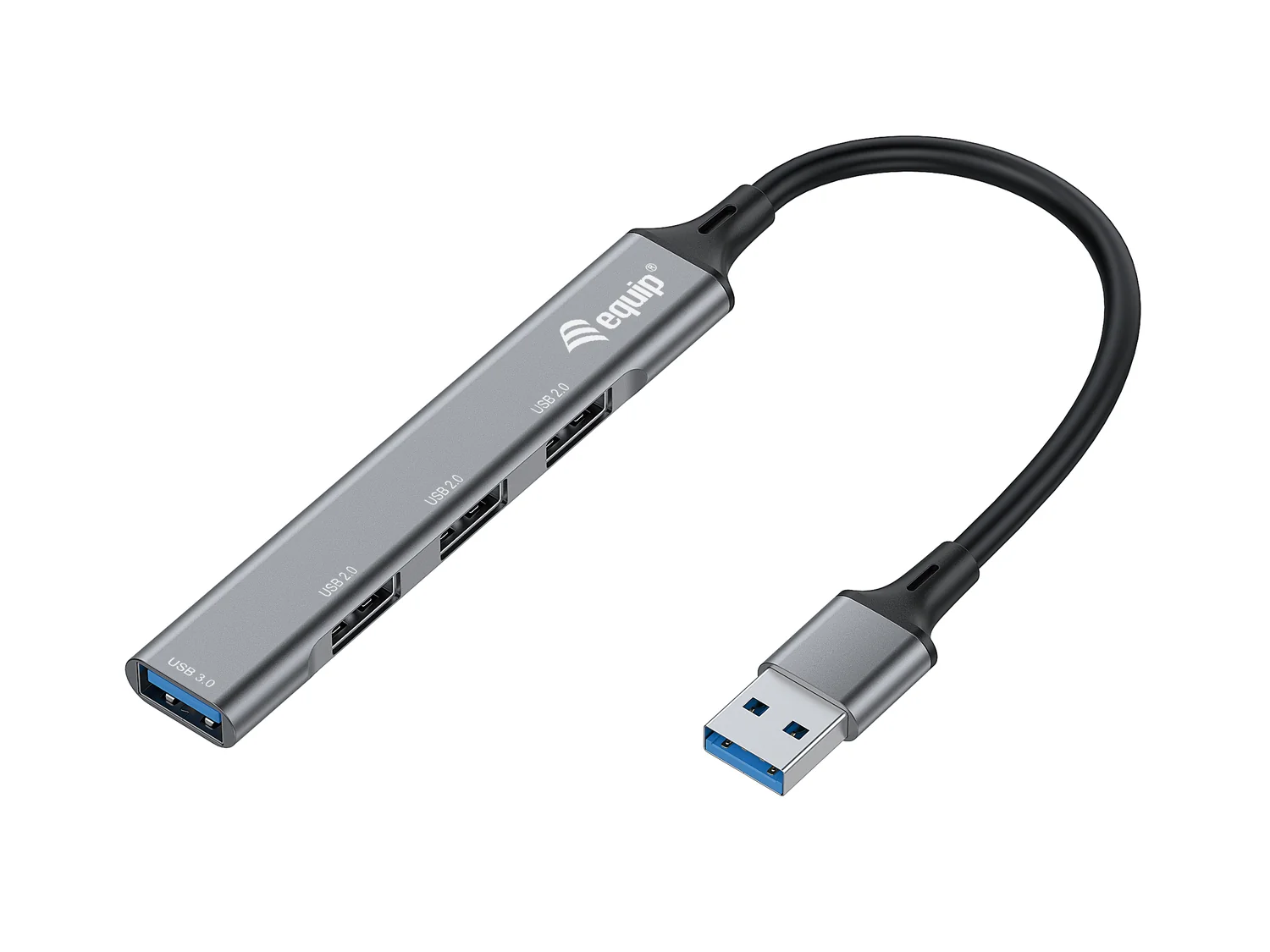 Hub USB 3.0 de 4 Portas Equip em Alumínio Preto/Cinzento - Imagem 1