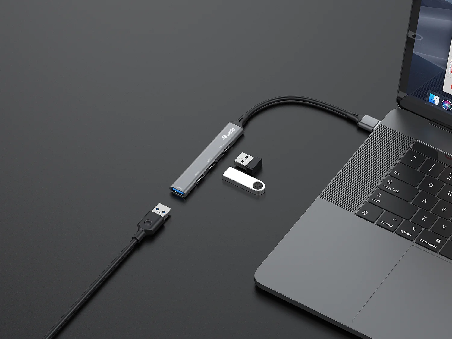 Hub USB 3.0 de 4 Portas Equip em Alumínio Preto/Cinzento - Imagem 3