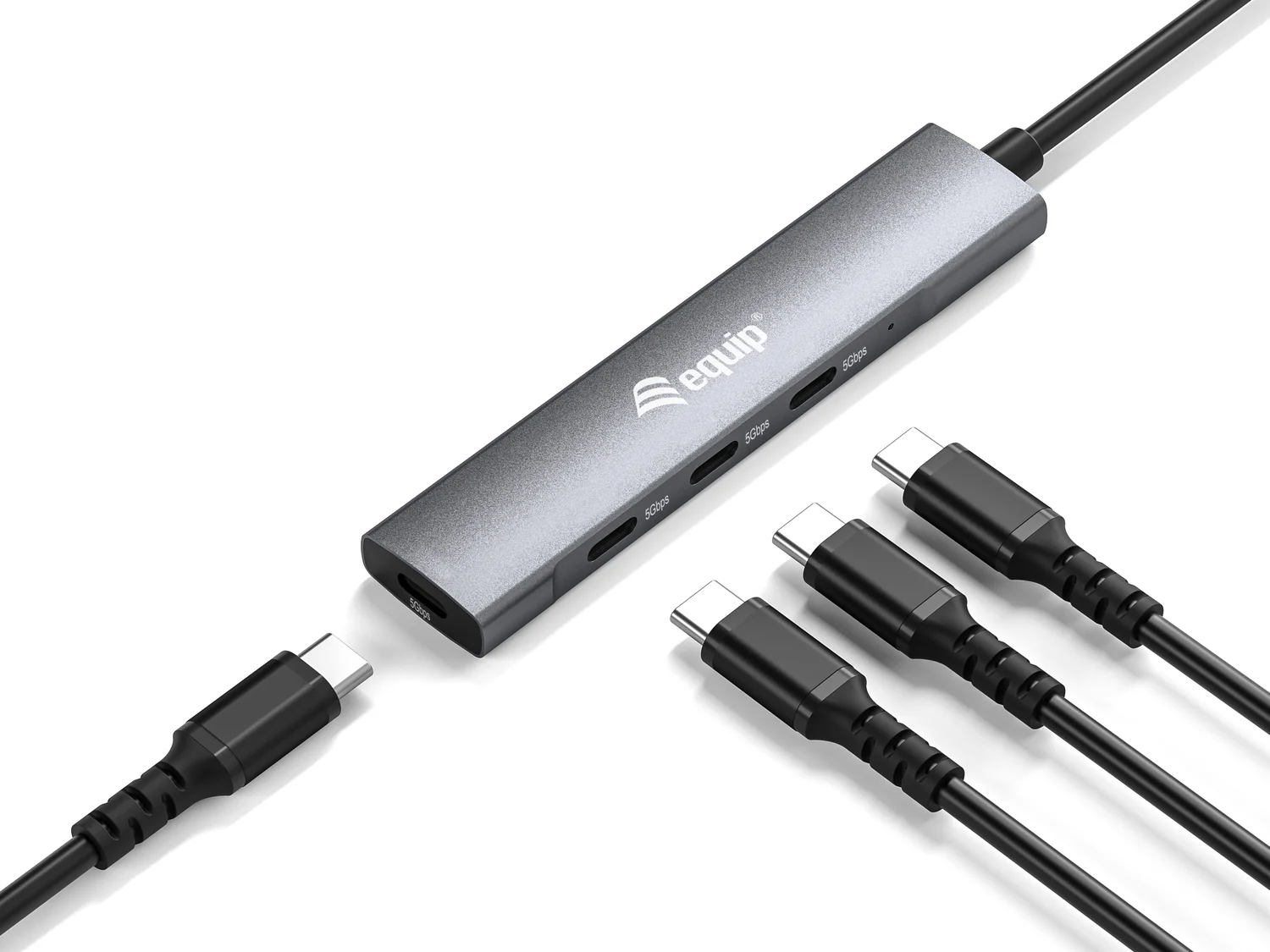 Hub USB-C 4 Portas USB 3.2 Gen 1 em Alumínio Equip 128963 Preto/Prateado - Imagem 3