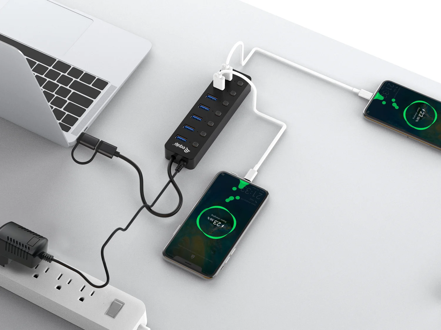 Hub USB 3.2 Gen 1 Equip 7 Portas USB-A com Alimentação Externa 5 Gbps, preto - Imagem 4
