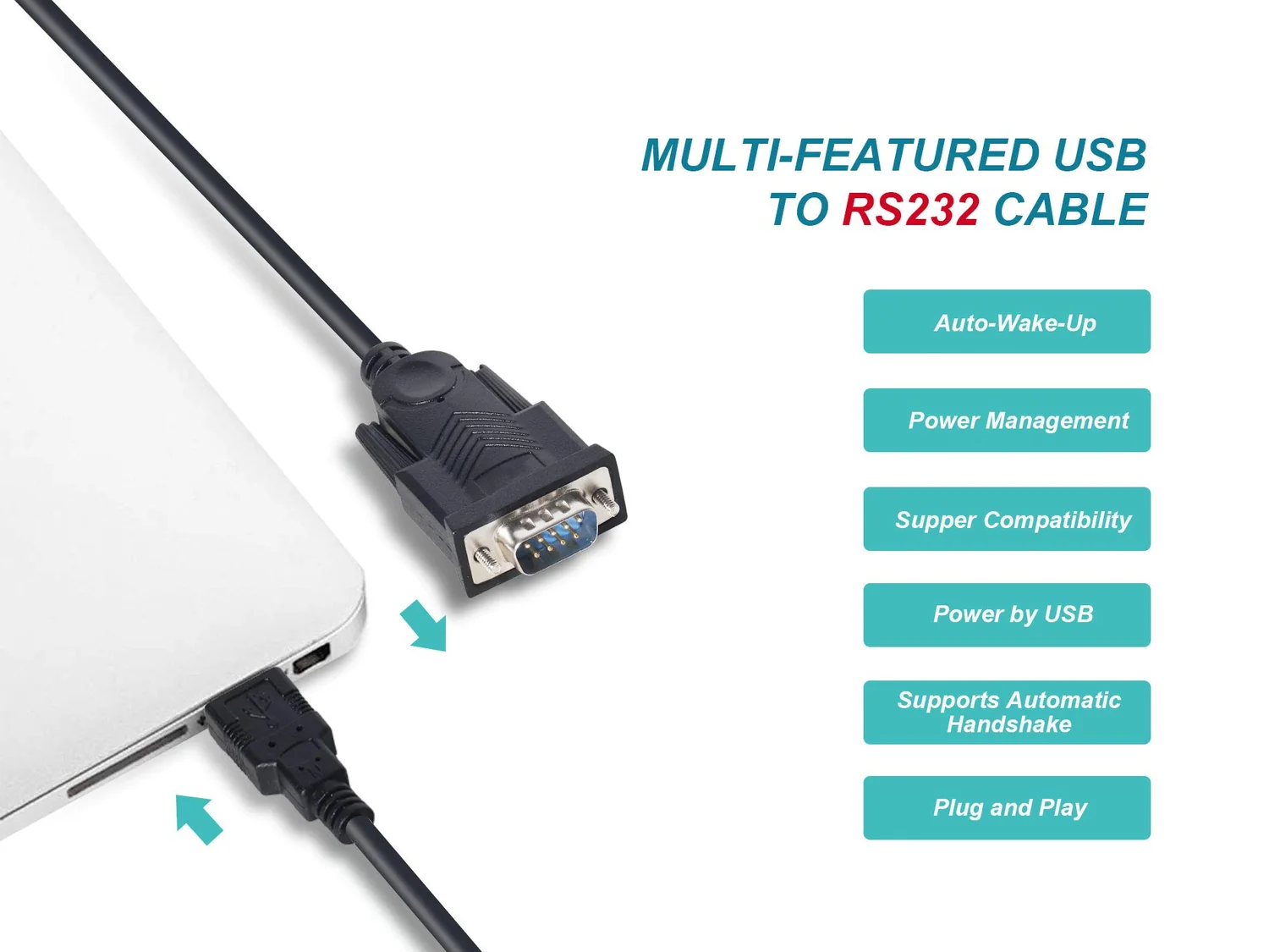 Cabo Adaptador USB-A para Série DB9 Equip 1.5m Chipset Prolific PL2303GT Preto - Imagem 6