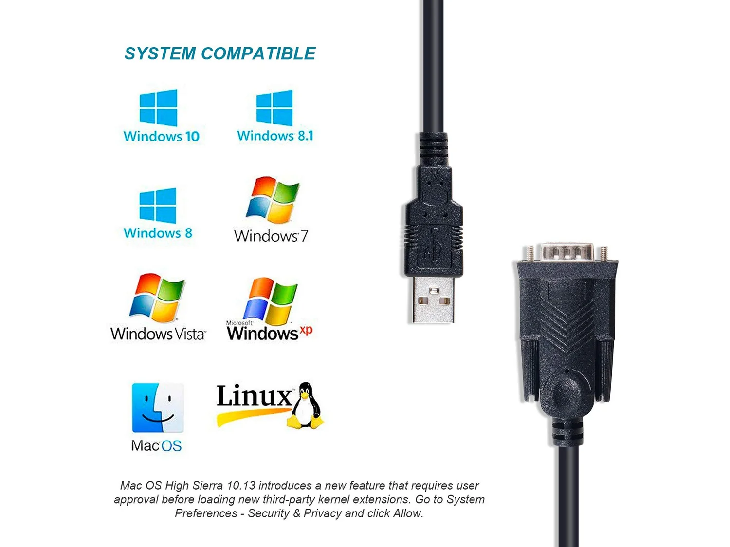 Cabo Adaptador USB-A para Série DB9 Equip 1.5m Chipset Prolific PL2303GT Preto - Imagem 7