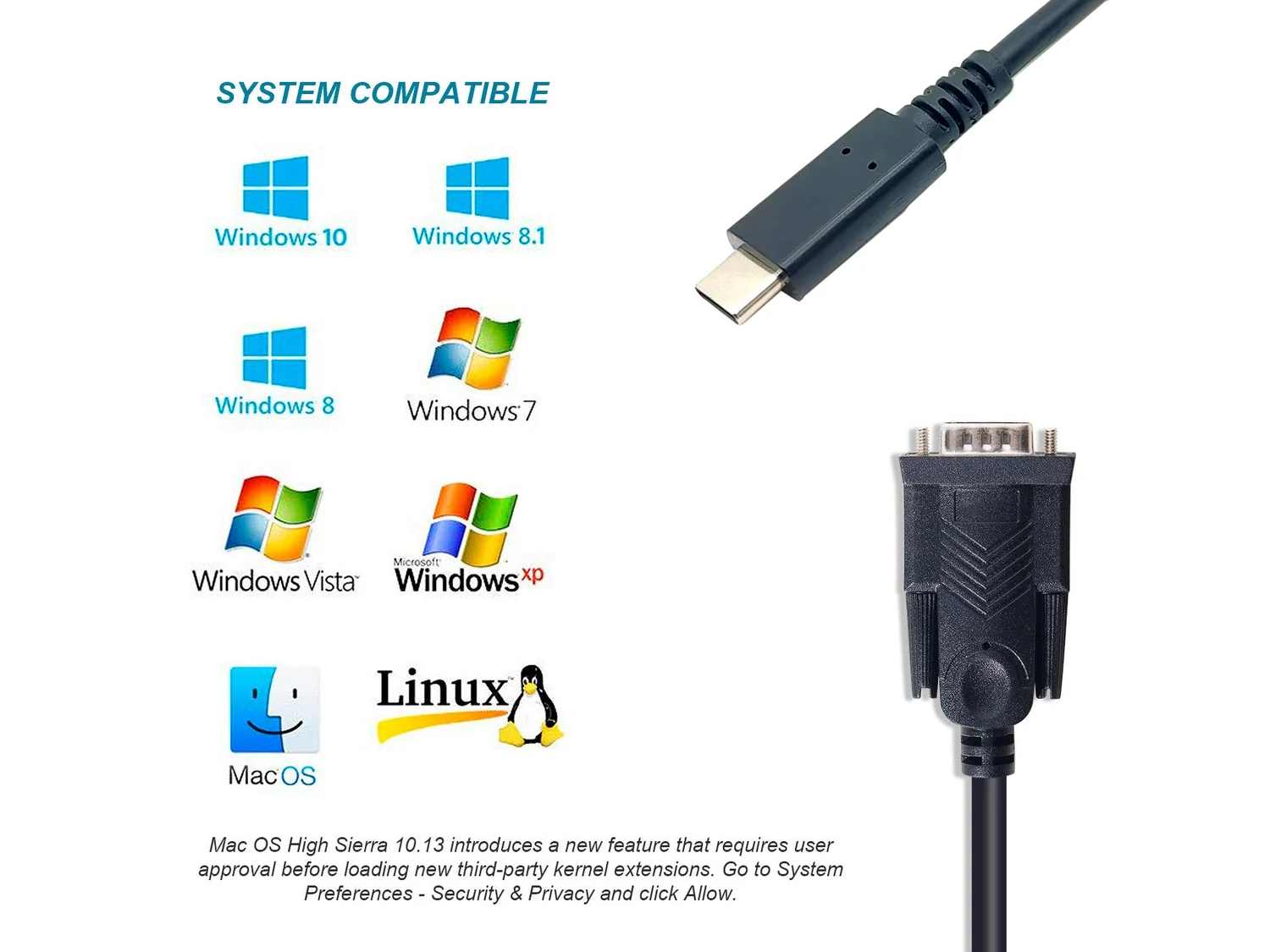 Cabo Adaptador USB-C para Série DB9 Equip 1.5m Macho/Macho Preto - Imagem 6