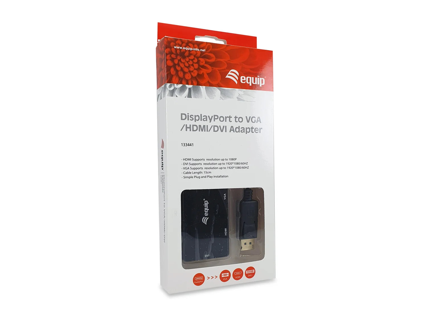 Adaptador DisplayPort para VGA / HDMI / DVI 3 em 1 Equip Preto - Imagem 4