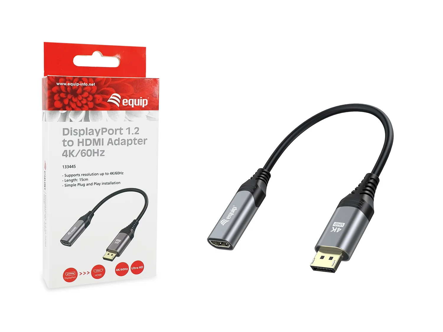 Adaptador DisplayPort 1.2 para HDMI 4K 60Hz Macho/Fêmea Preto Equip - Imagem 7