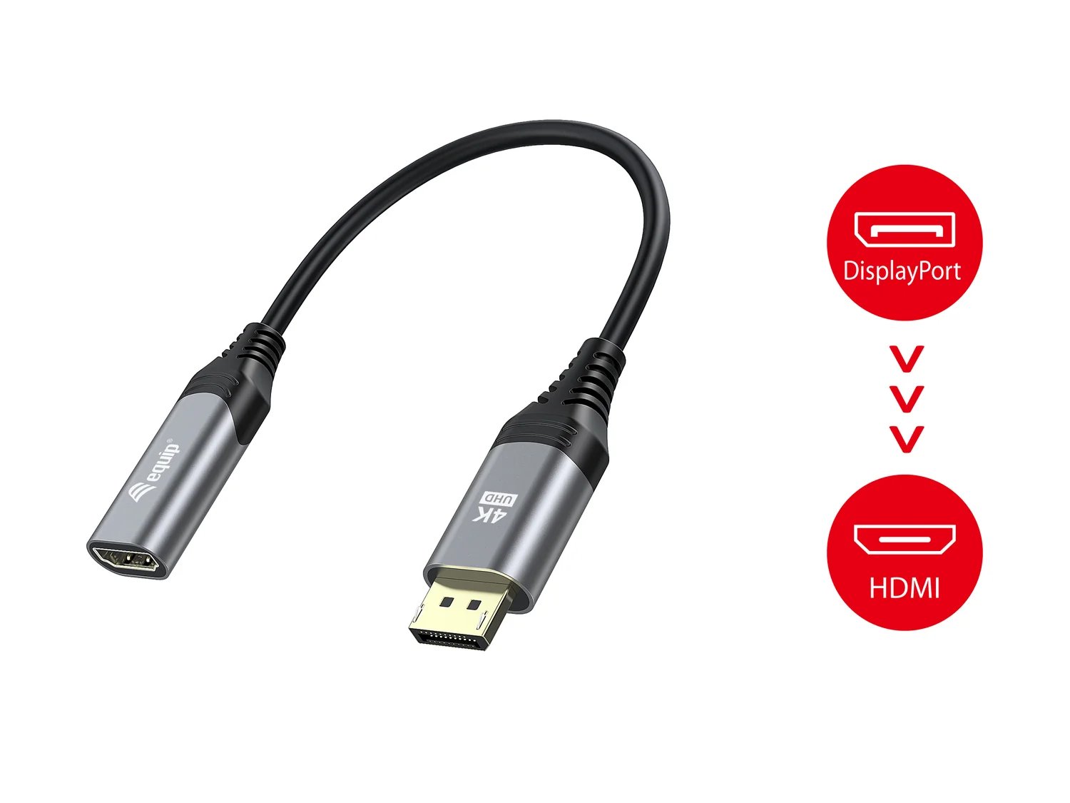 Adaptador DisplayPort 1.2 para HDMI 4K 60Hz Macho/Fêmea Preto Equip - Imagem 5