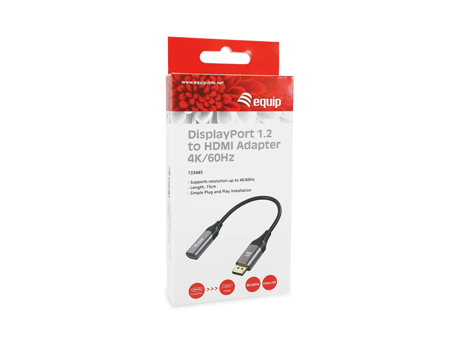 Adaptador DisplayPort 1.2 para HDMI 4K 60Hz Macho/Fêmea Preto Equip - Imagem 6