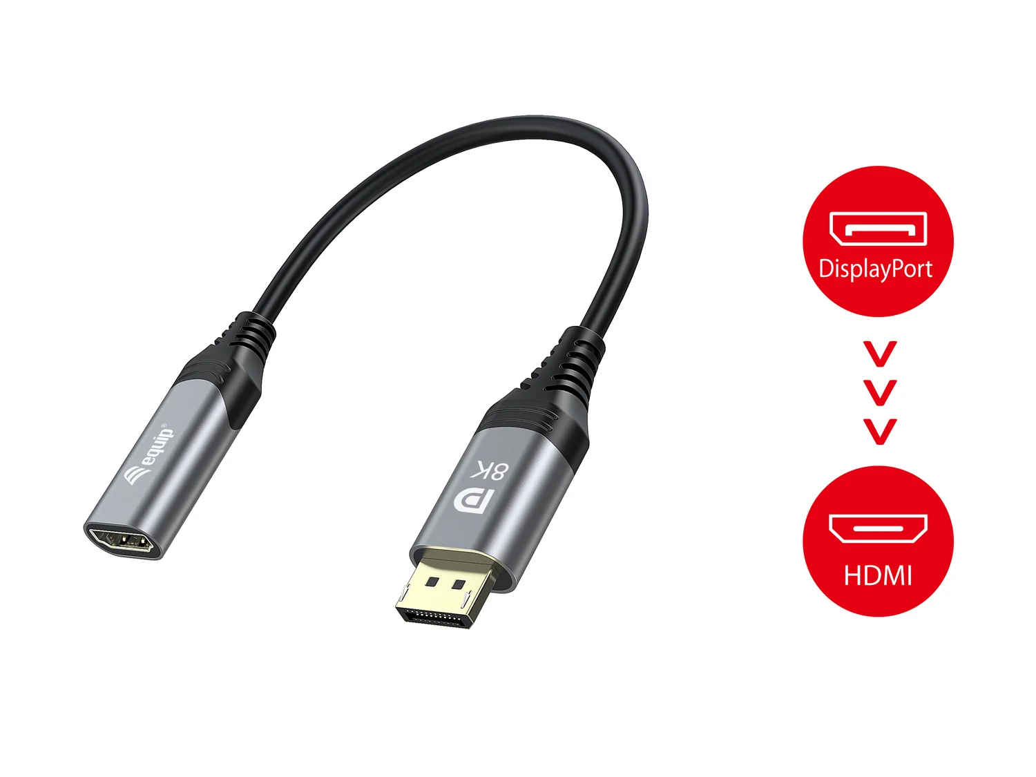 Adaptador DisplayPort 1.4 para HDMI 8K 60 Hz com HDR e Contactos Dourados — Equip 133446 - Imagem 5