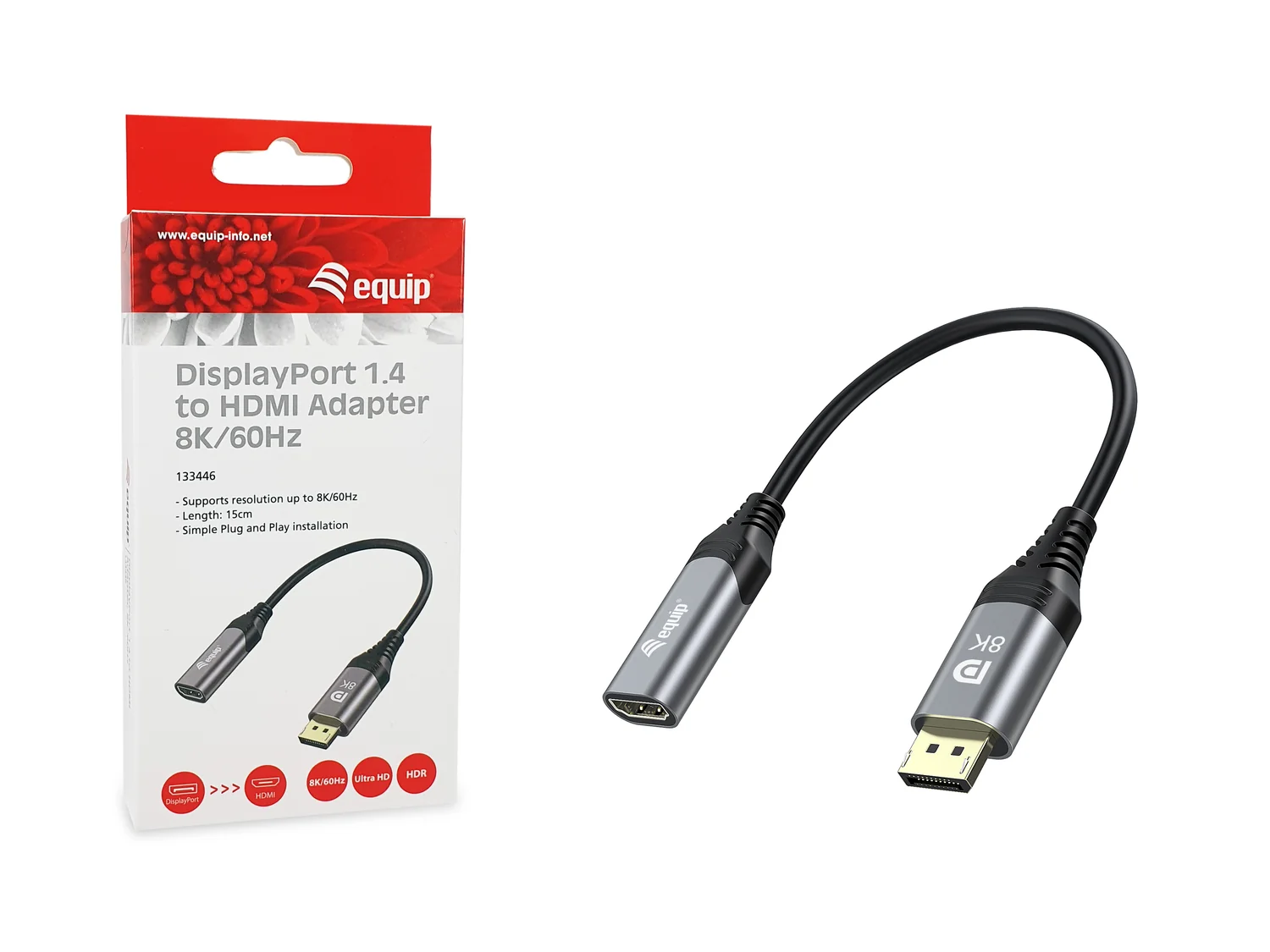 Adaptador DisplayPort 1.4 para HDMI 8K 60 Hz com HDR e Contactos Dourados — Equip 133446 - Imagem 7