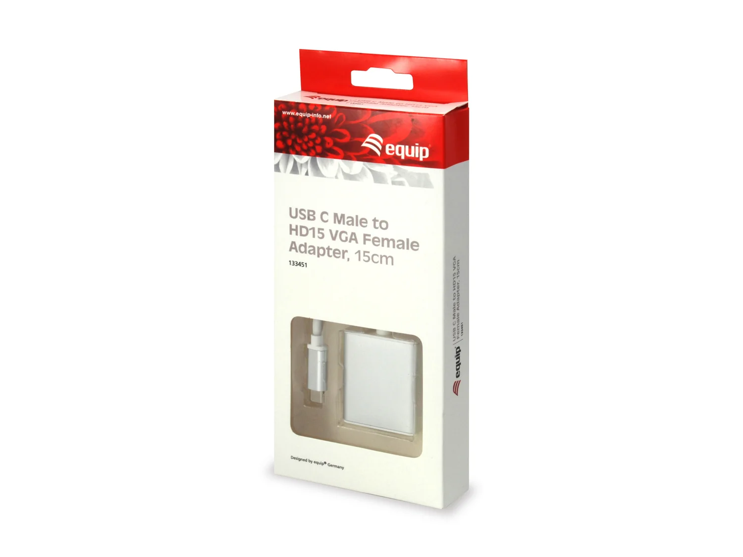 Adaptador USB-C para VGA HD15 Macho/Fêmea Branco Equip - Imagem 3